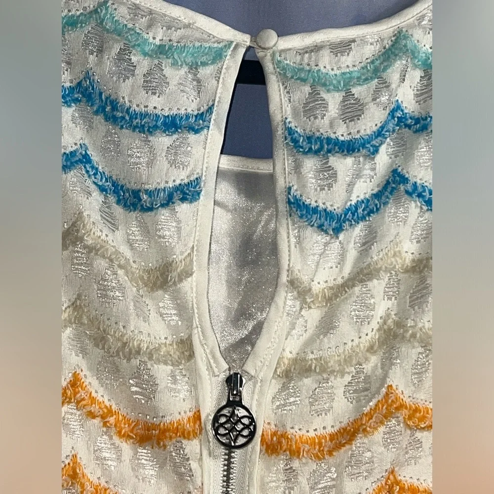 Antonio Melani Sz 8 Lace Aqua Coral Cream Womens Shift Lined Sleeveless … - Picture 4 of 6